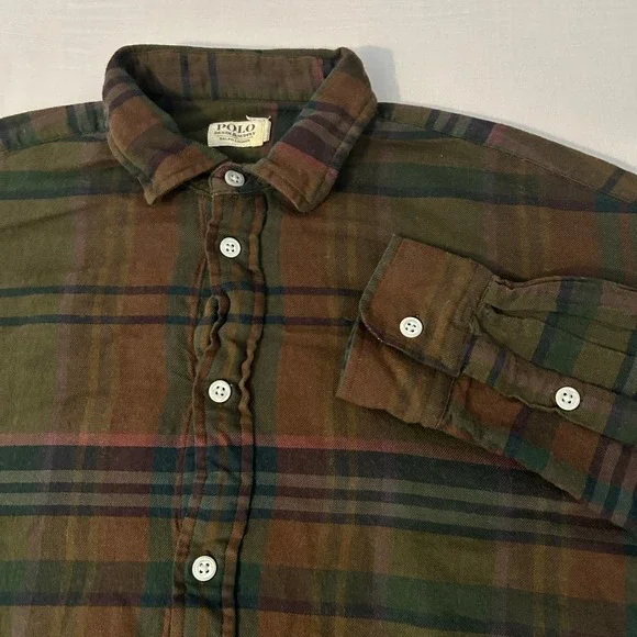 Polo Ralph Lauren Denim & Supply Men's L Brown Plaid Button Down Casual Shirt - Picture 1 of 6